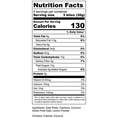 Nutrition: 3 bites, 130 cal, 7g fat, 16g carbs, 3g protein.