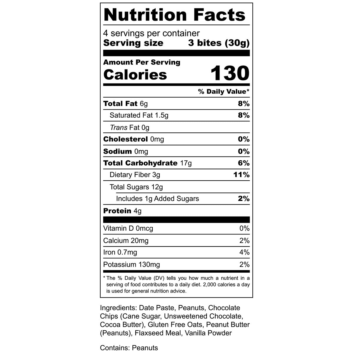 Nutrition: 3 bites, 130 cal, 6g fat, 17g carbs, 4g protein.